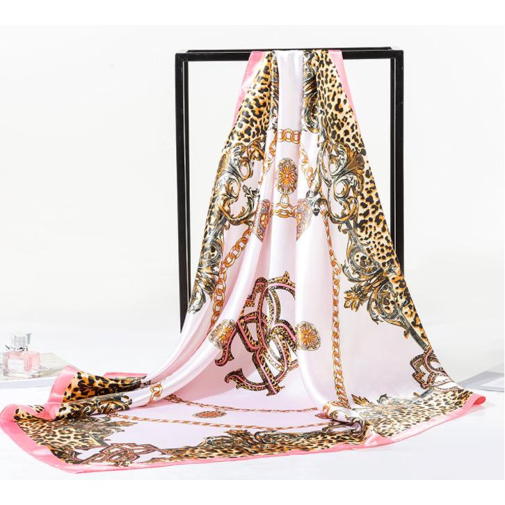 90x90cm Besar Syal Leher Fashion Korea Sederhana Gaya Aksesoris Hitam Putih Persegi Bergaris Selendang syal-F