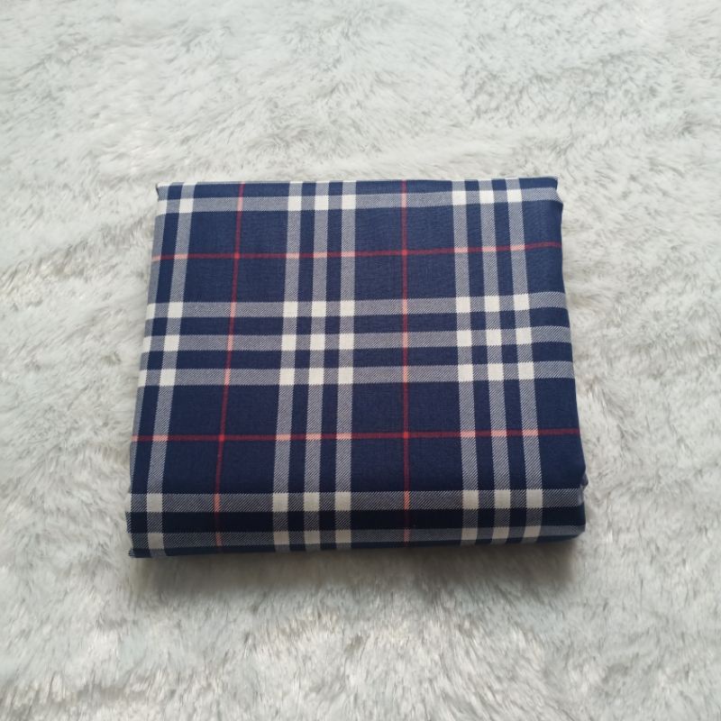 Kain Kotak Blueberry KATUN YARNDYED MOTIF BURBERRY KOTAK PER 0,5M DAN 1M