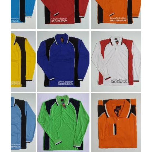 Kaos kerah Panjang / Kaos Olahraga Lengan Panjang / Kaos Polo Panjang / Wangky / Kaos berkerah