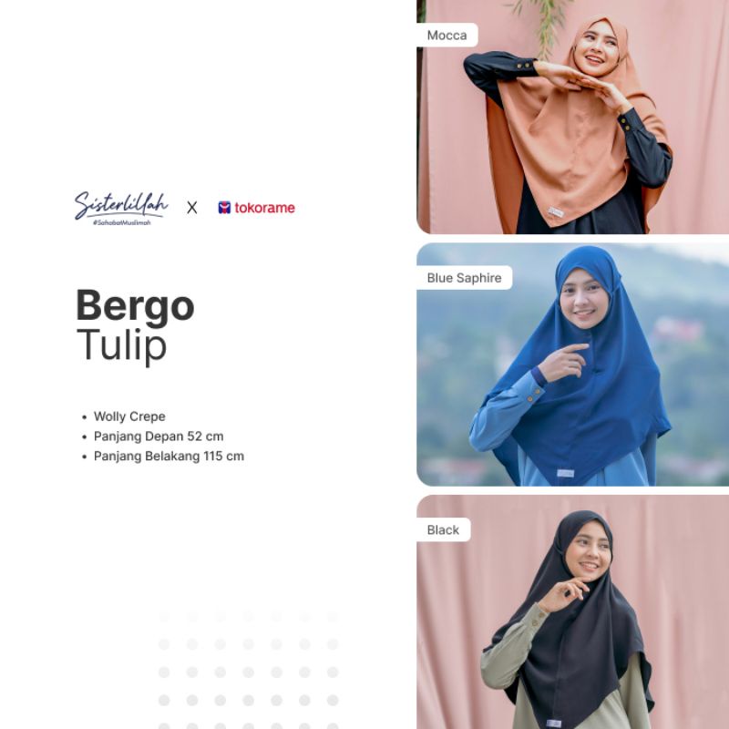 BERGO TULIP, KERUDUNG TANPA PET, HIJAB INSTAN,