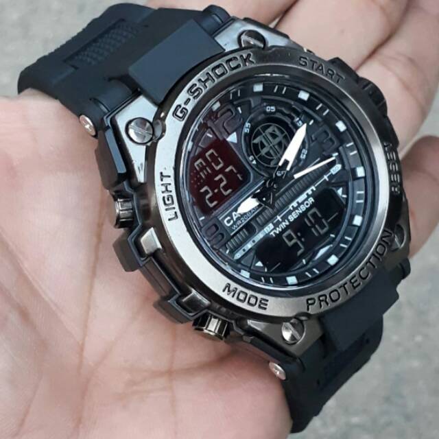 Jam tangan pria Casio G-Shock GST8600 tali Rubber stainless full black