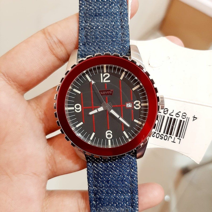 LEVIS LTJ0502 SILVER BLACK RED JAM TANGAN PRIA ORIGINAL ORI