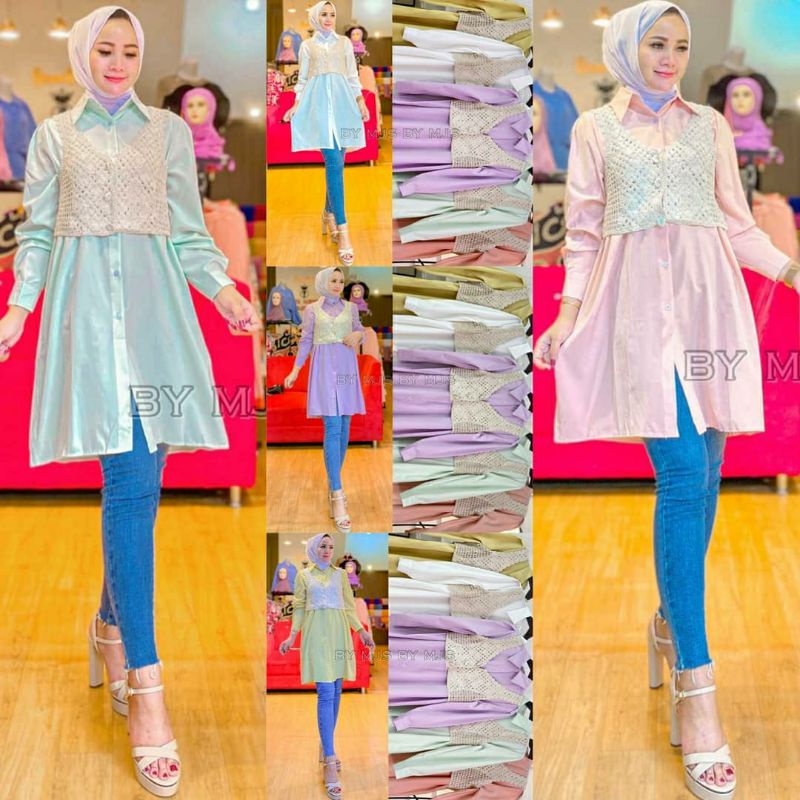 TUNIK ADEVA IMPORT + VEST KNIT RAJUT