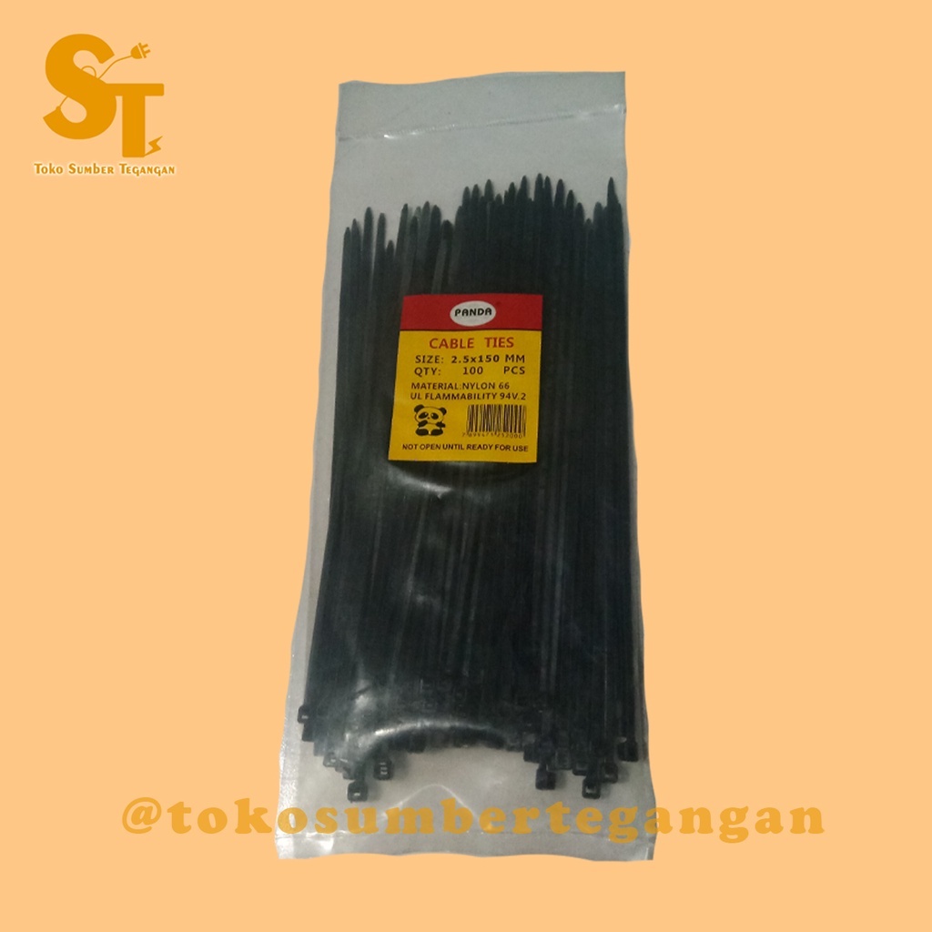 

Kabel Ties Cable Ties 15 cm / 2.5 x 150 mm isi 100 pcs Per Pack Panda Warna Hitam