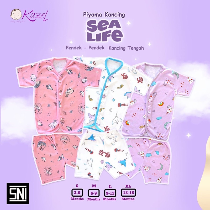 Promo Kazel Safari 1 Setelan / Sea Life Panjang Pendek, SML XL sealife Pakaian Bayi CBKS