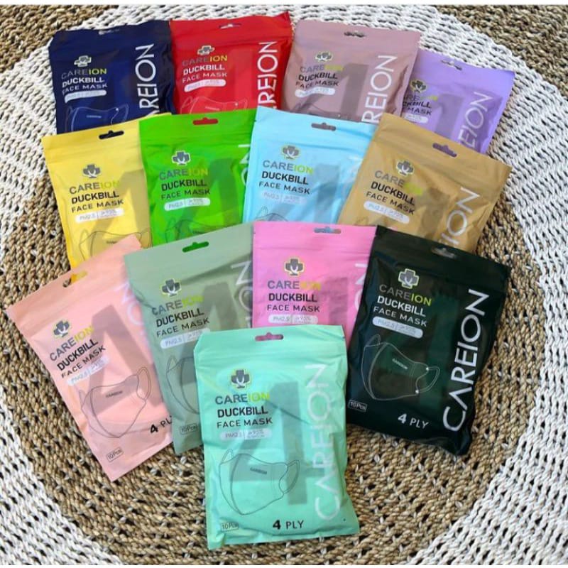 CAREION Masker DUCKBILL 4PLY CAREION Medis Garis model sensi Rainbow Nude BFE 95% Surgical Mask 10PCS