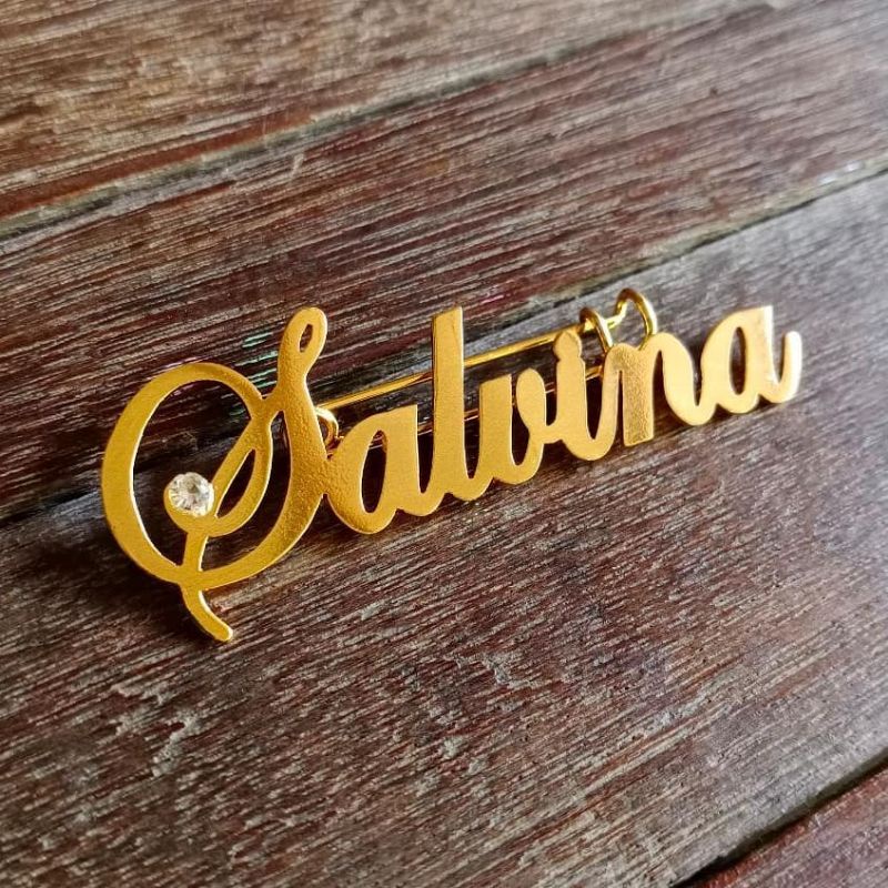 Bros Ukir Nama Lapis Emas