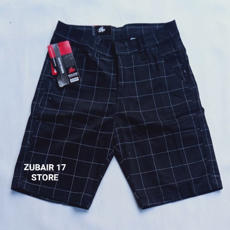 CELAN PENDEK TARTAN PRIA PREMIUM WARNA HITAM SIZE 28-38