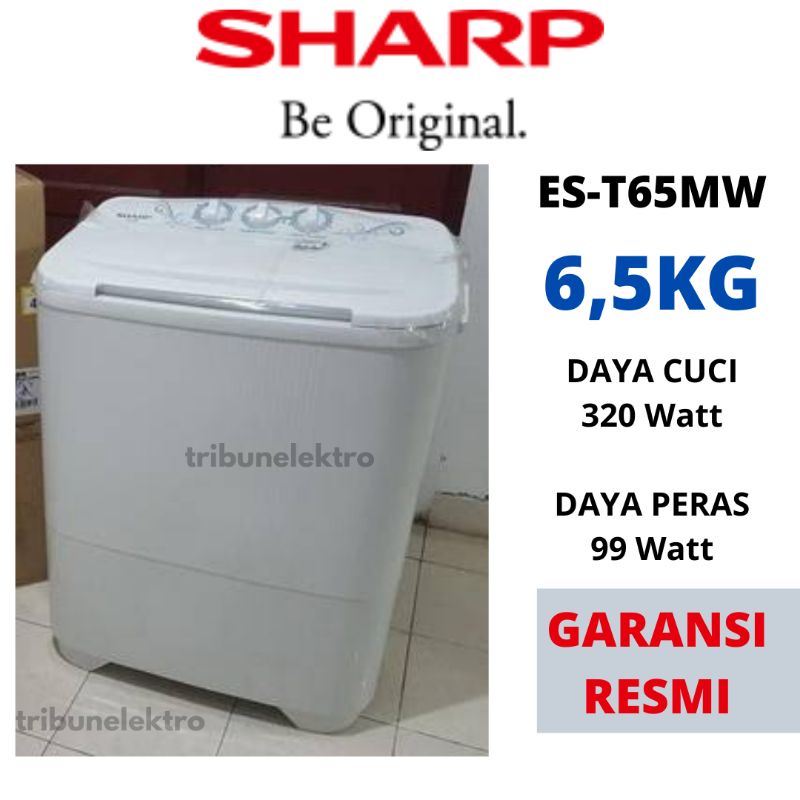 Mesin Cuci SHARP 2 Tabung Tipe ES-T65MW Kapasitas 6,5kg Toko Elektronik Tegal Pemalang Brebes Bumiay