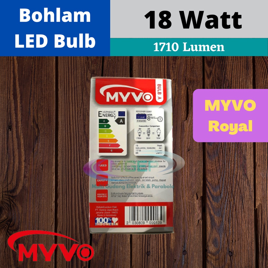 Bohlam LED Emergency Myvo Royal 18 Watt + fitting Lampu darurat Lampu Magic