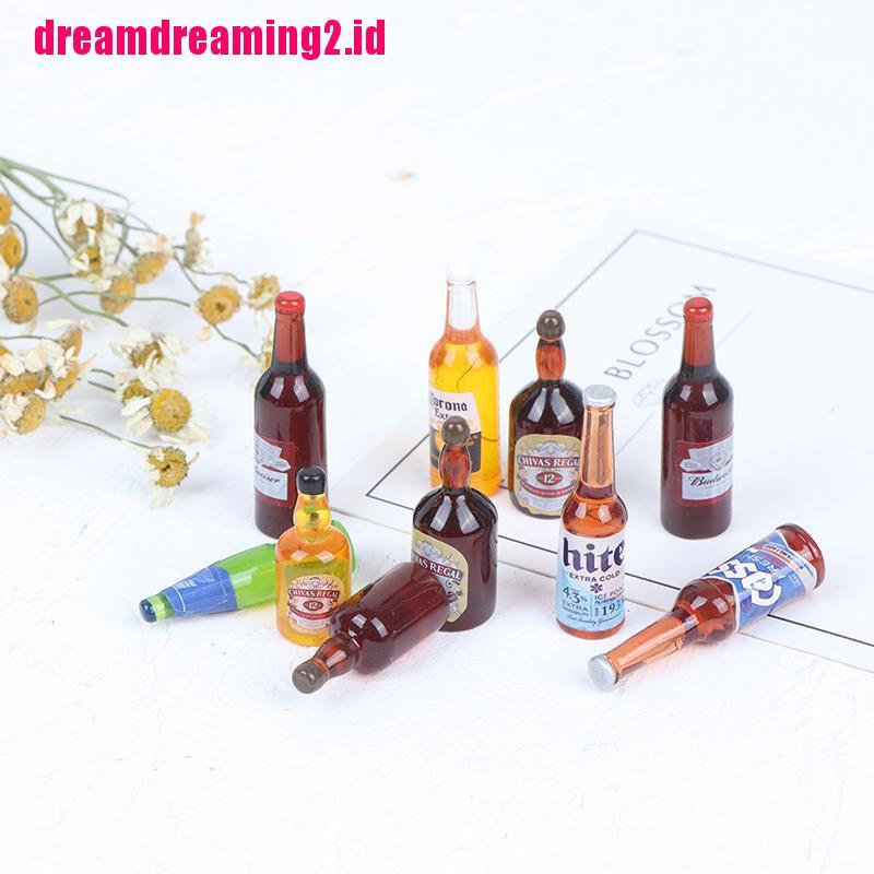 （✔✔❤10pcs Miniatur Botol Wine Skala 1: 12 Untuk Aksesoris Dapur Rumah Boneka