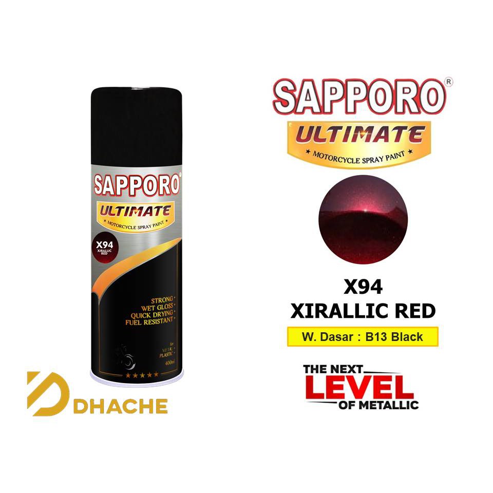 Cat Semprot Sapporo Ultimate X94 Xirallic Red / Sapporo Spray / Xirallic Merah / Siralik Merah