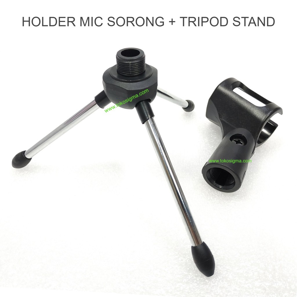 Podium Meja Desktop Tripod Microphone Mini Stand Pegangan Mic Holder