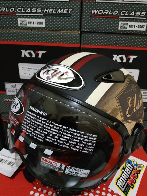HELM KYT ELSICO MOTIF 4 BLACK DOFF CREAM HELM RETRO KYT ELSICO ORI MOTIF MURAH HELM BOGO HELM KLASIK-3