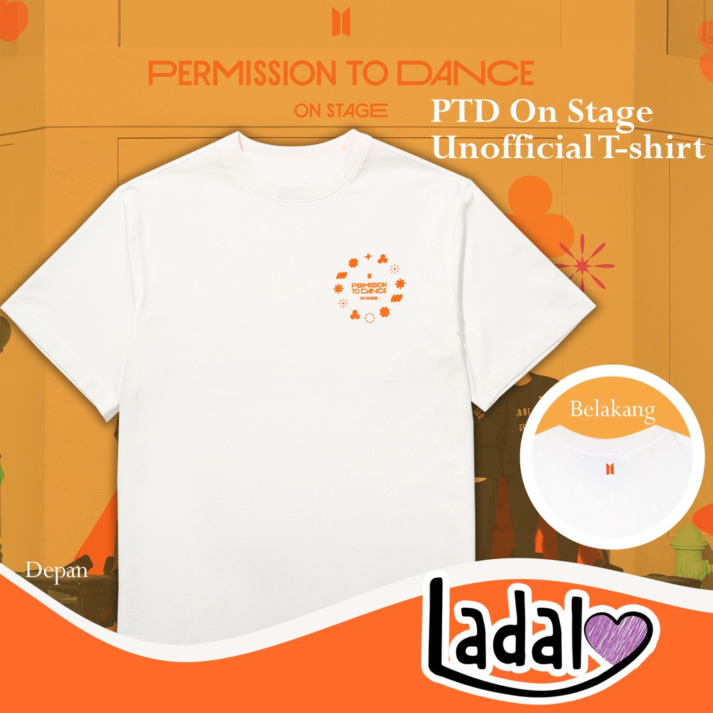 BTS PTD on Stage Unofficial T-Shirt | Baju Putih Small Logo Permission to dance on stage | Lengan Pe