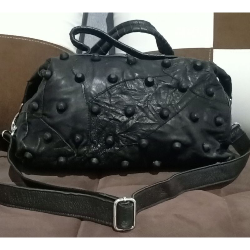 tas monza atau preloved selempang kulit asli warna hitam