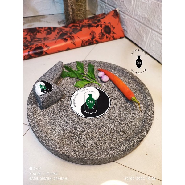 Cobek Lemper Batu Asli 40 Cm Jumbo Free Ulekan