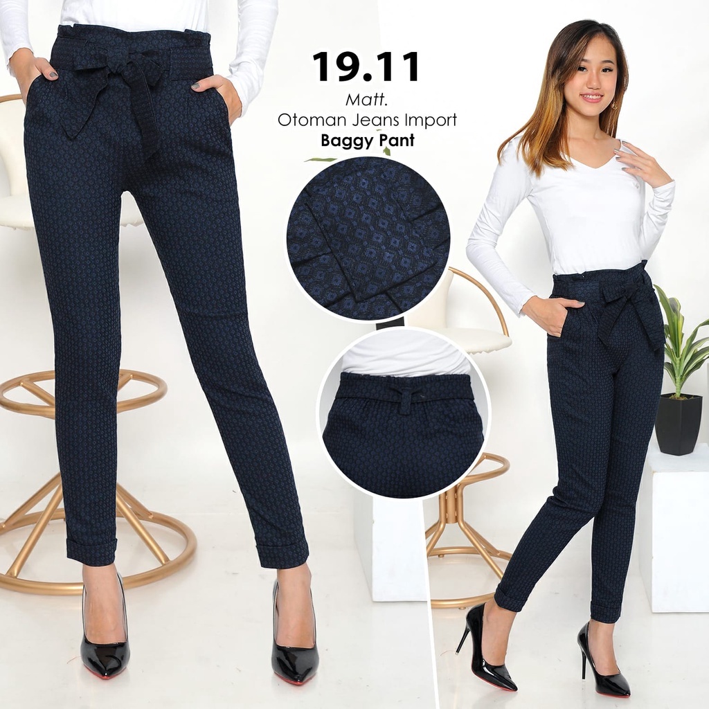 Tartan Wanita Baggy Pants Tally Tali Wanita Bahan Ottoman Jeans