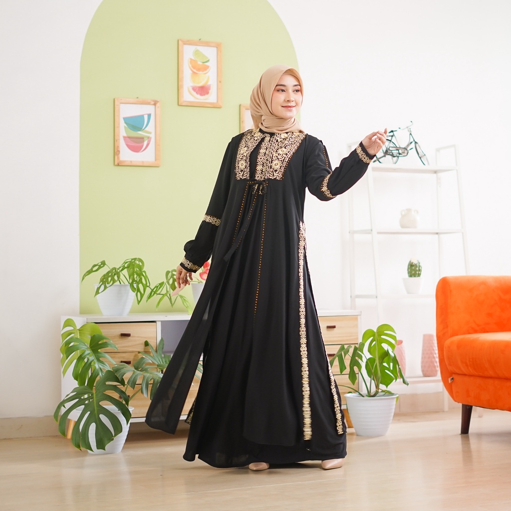 Abiyyuco TA9016 | Abaya Turkey Terbaru Mewah Turki Busui Ready Jumbo LD 130  Turkiy Hitam Elegan Turky Warna Warni