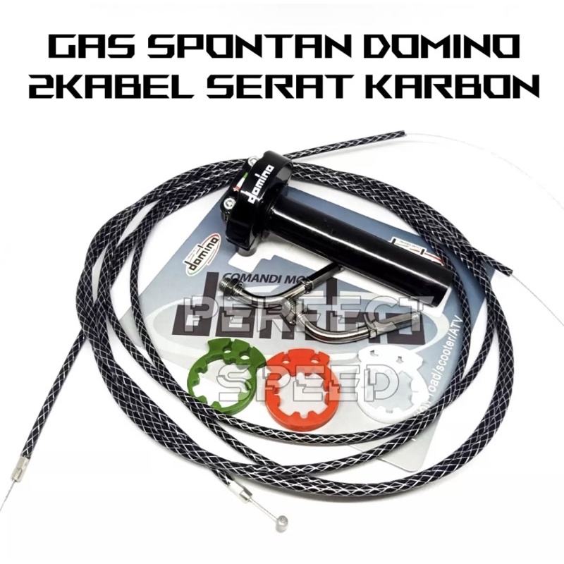 Paket Gas spontan domino + kabel gas serat 2pcs kabel panjang 210cm Nmax pcx lexi vixion fu sonic vario125/150 beat fi vario scoopy dll