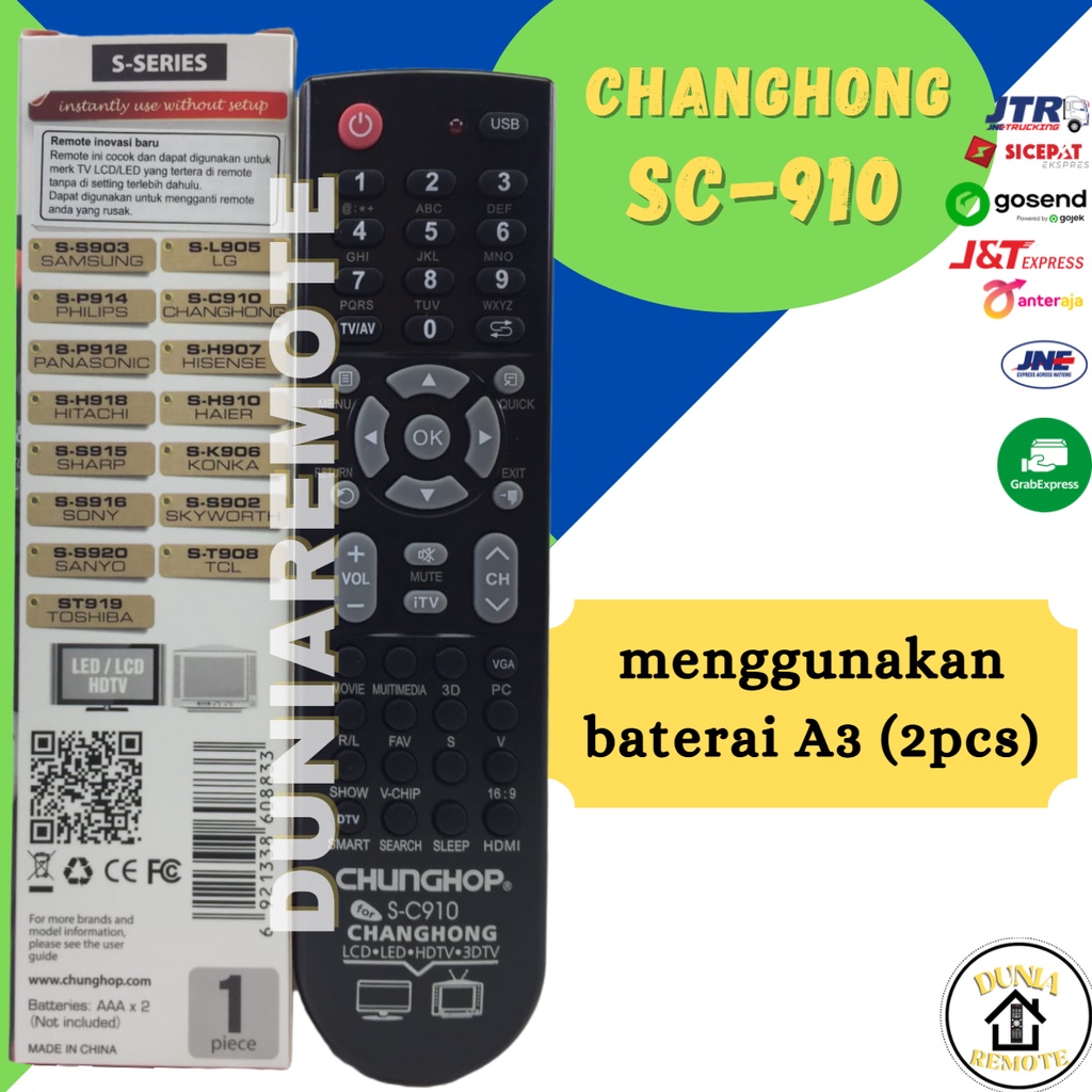 Remot Remote CHANGHONG LCD LED CHUNGHOP 910 MULTI UNIVERSAL