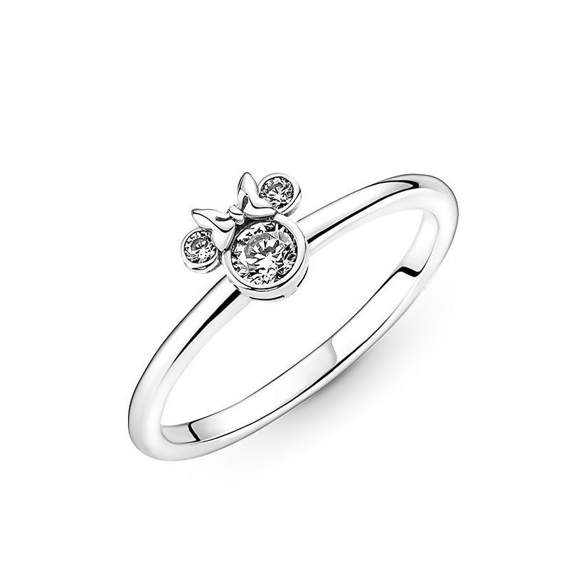 Pandora Cincin 925 Silver Desain Disney Minnie Aksen Berlian Kubik Zirkonia Untuk Wanita