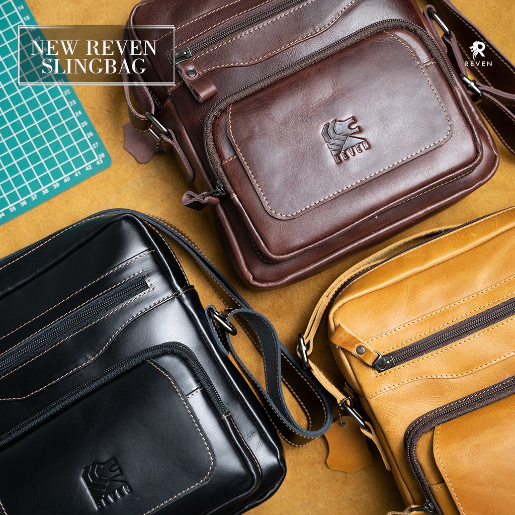 Tas selempang pria kulit asli Reven Breaker Slingbag kulit [ori reven leather]