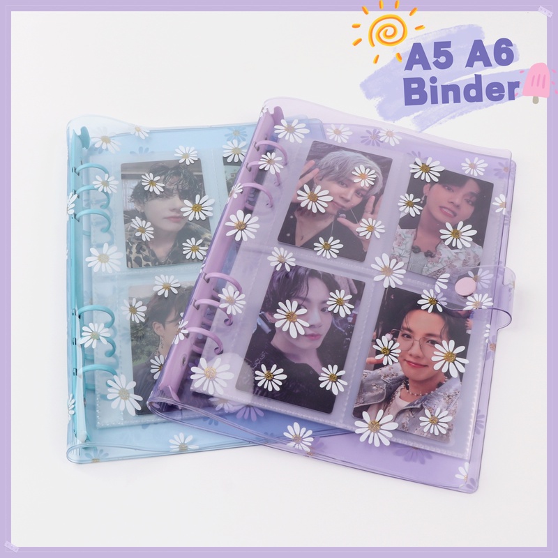 A5 A6 Daisy Transparent Jelly Purple Binder Album 6 Holes Photo Album Photocard Lomo Card Album Cover DIY journal Notebook