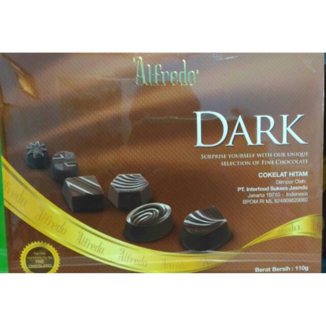 

Coklat alfredo dark chocolate praline import malaysia halal netto 110gr