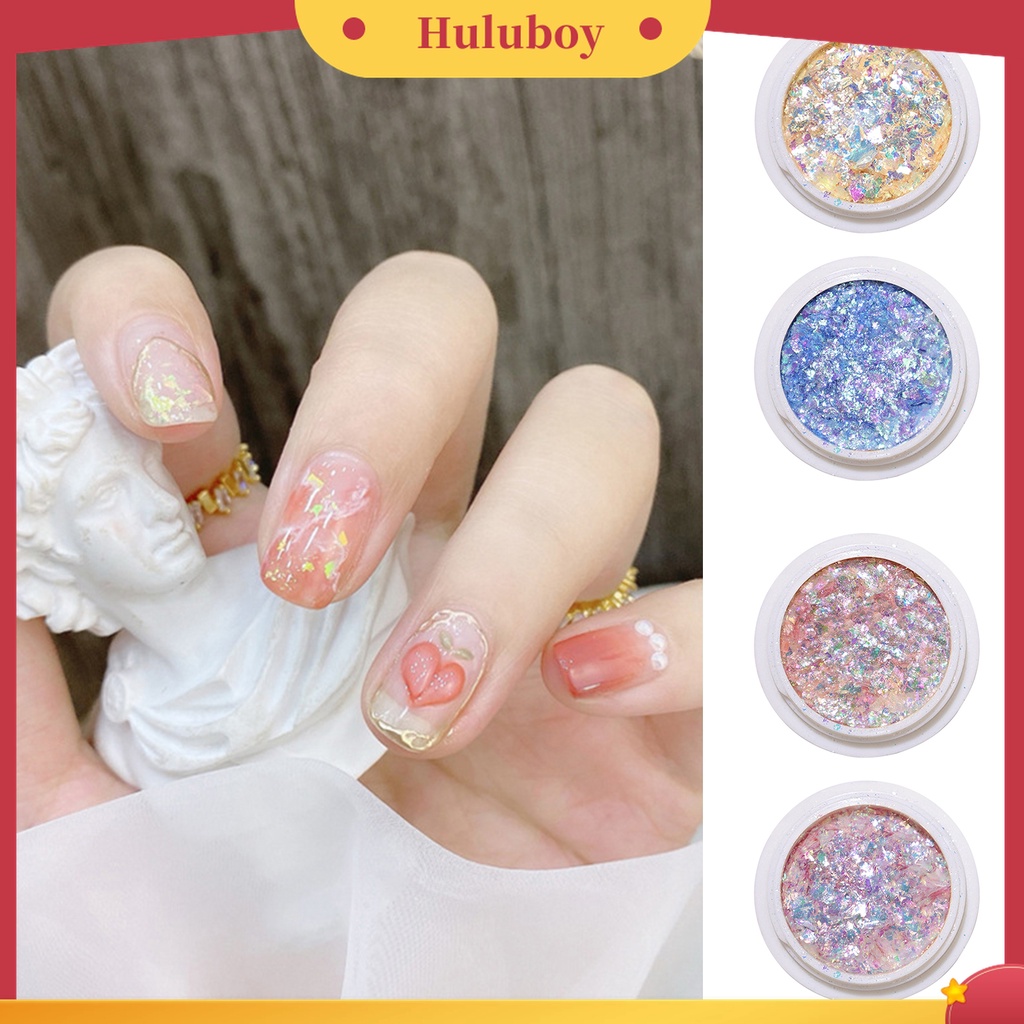 Huluboy Huluboy♡ Bubuk Glitter Sequin Ultra Tipis Warna-Warni Untuk Manicure