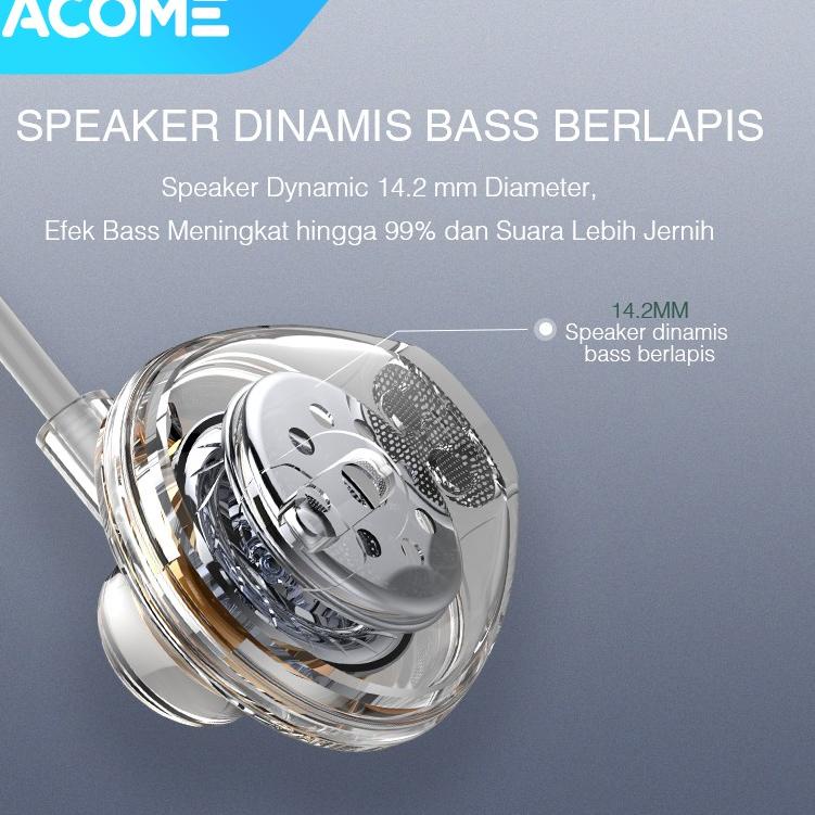 ACOME Wired Earphone Semi In Ear Headset Super Bass AW05 Garansi Resmi 1 Tahun 3K7