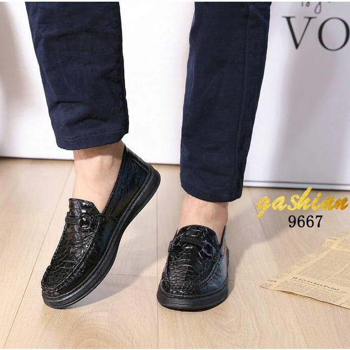 SEPATU LOAFERS PRIA KASUAL SEPATU KULIT CROCO # 9667 #