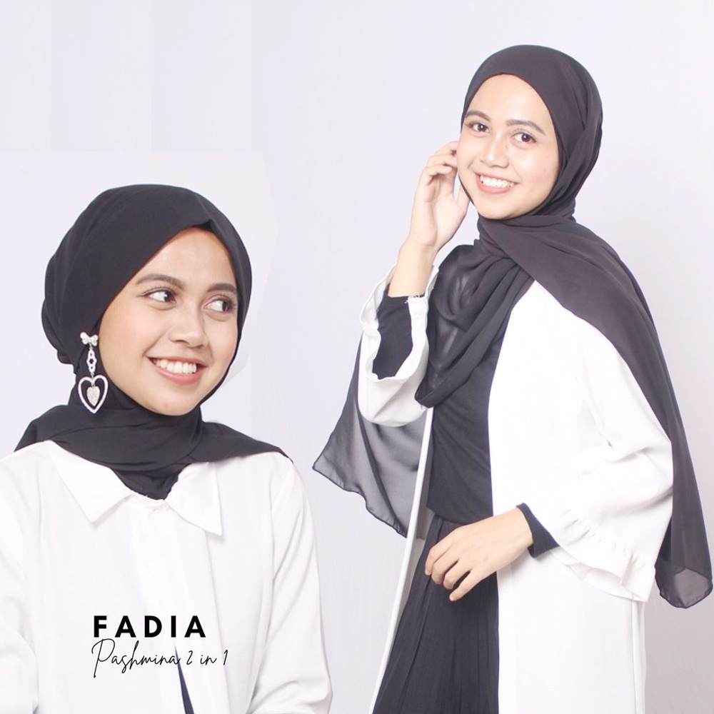 Pashmina Instan Melayu Ceruty Babydoll / Pasmina Inner Tali Bando 2 in 1 PREMIUM UKURAN 175X75 CM Fadia