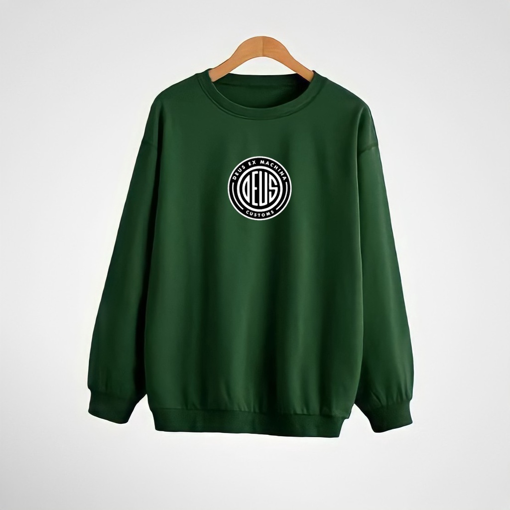 Sweater Crewneck DEUS Pria Wanita Fleece Cotton