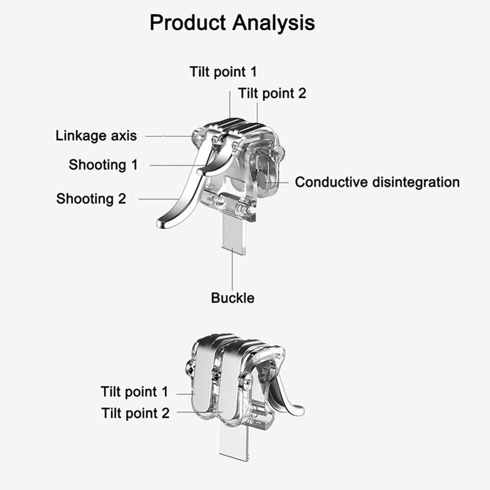 AUGUSTINA Controller Gamepad Untuk Smartphone 1pasang Aksesoris Game Trigger L1R1 Tombol Api Bahan Metal