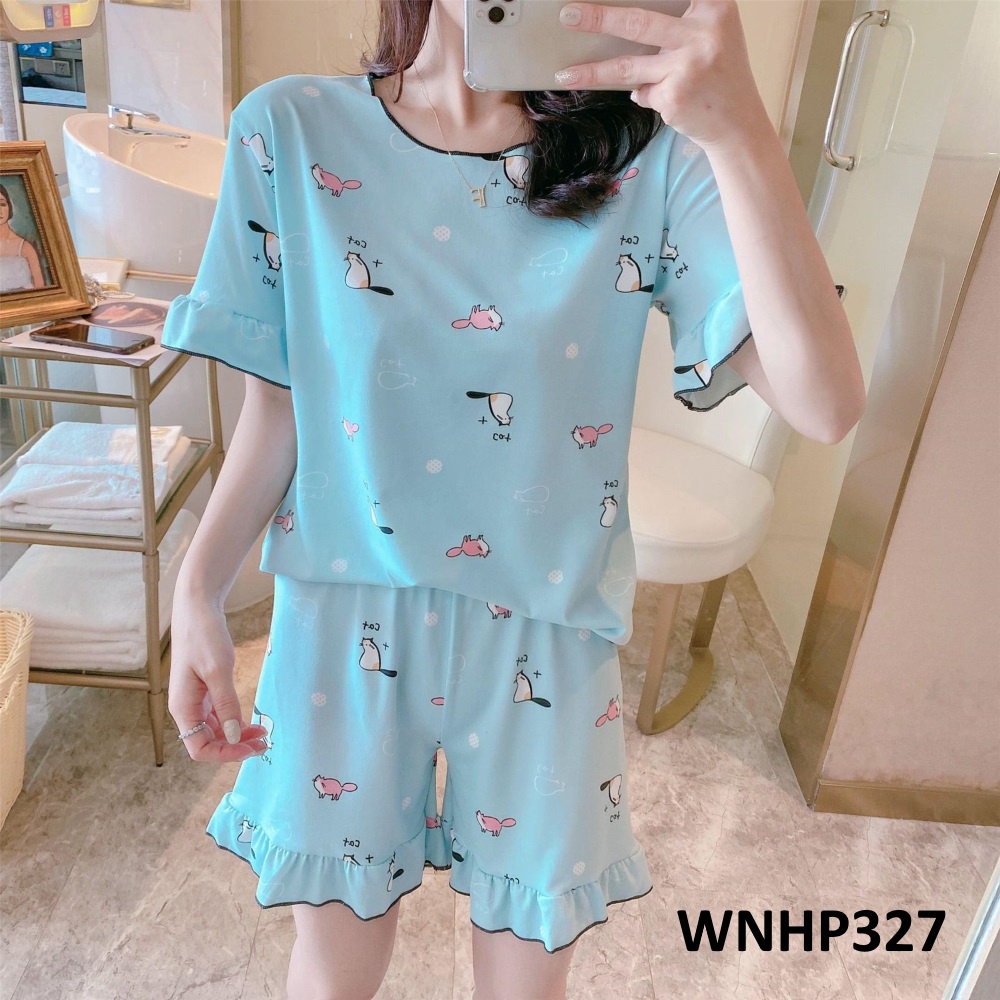 Baju Tidur Wanita Lengan Pendek Celana Pendek Motif Fashion