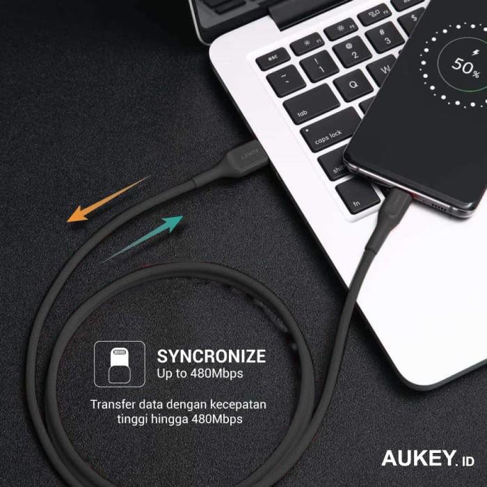 Aukey Cable Kevlar USB to Lightning MFI - 1.2m - 500420 / 500421 - CB-AKL1