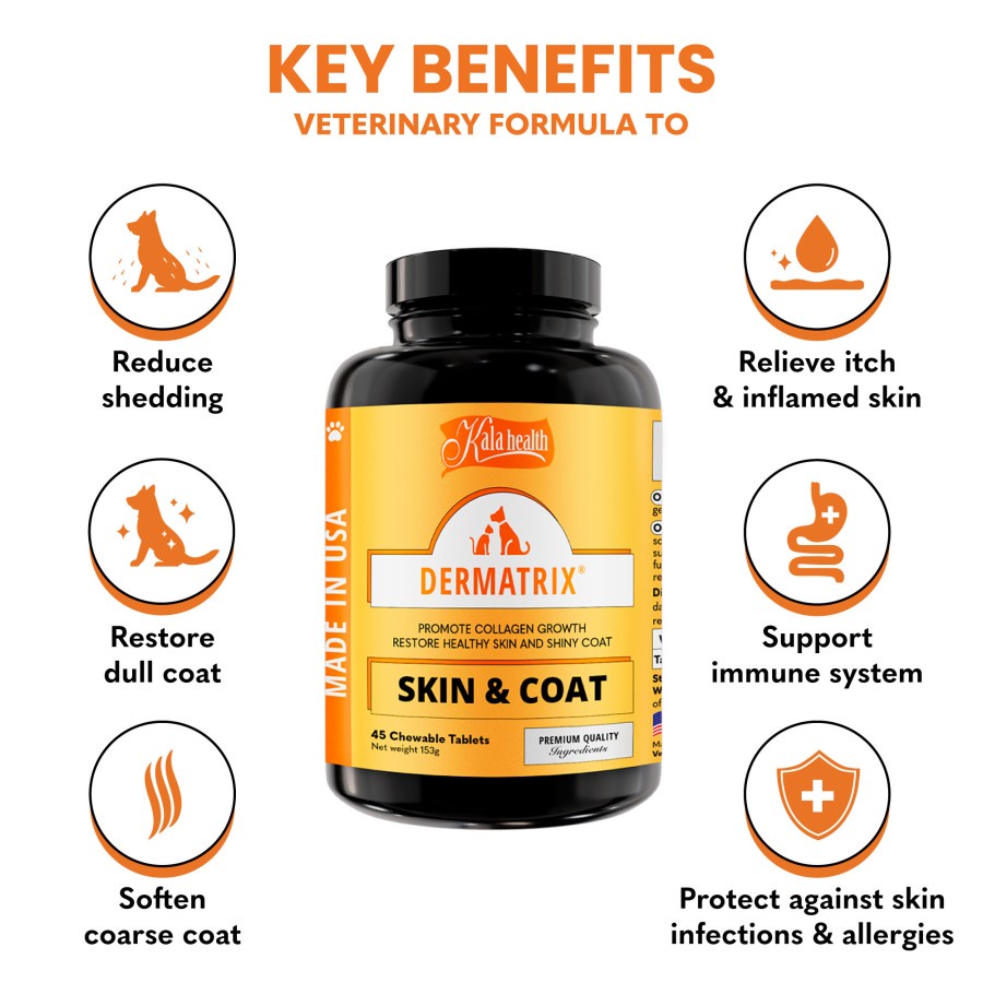 Jual Kala Health Dermatrix Skin & Coat 45 Tablets Dog Cat Hair Vitamin