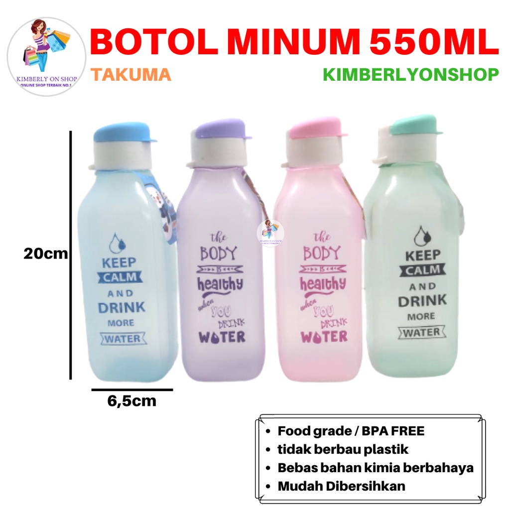 Botol Minum Segi Tempat Air Minum Anak Sekolah Botol Air 550 Ml Takuma