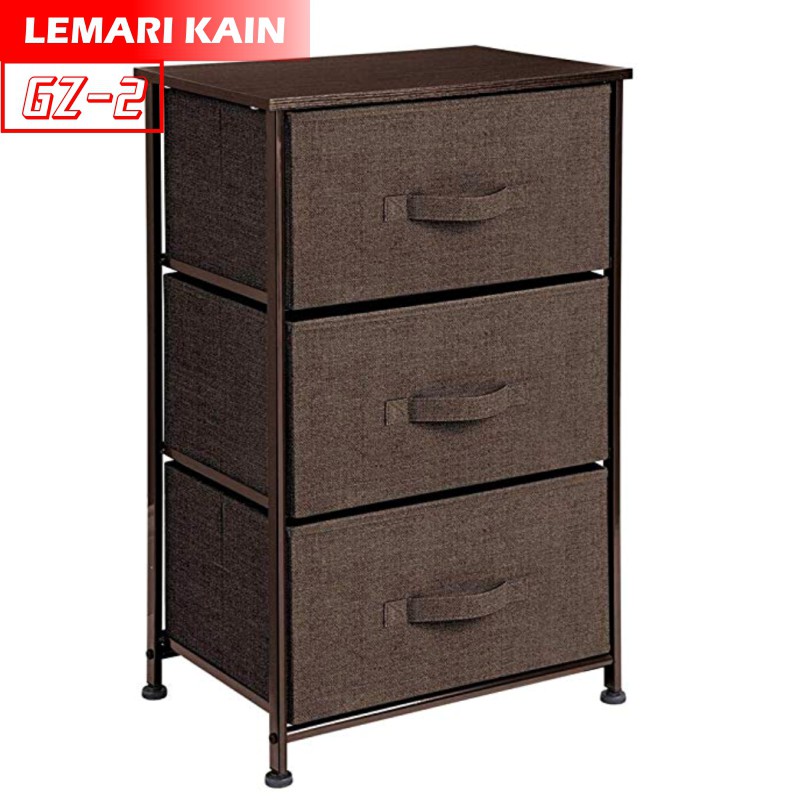 Lemari Sisi Ranjang 3 Laci Lemari 3 Laci Kain Rak Lemari Penyimpanan GZ-2 WHFURNITURE