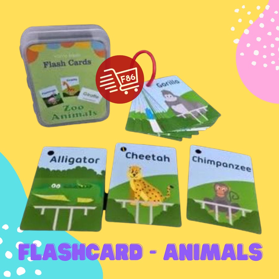 Mainan Edukasi Anak Flashcard Zoo Animals / Farm Animals / Sea Animals Flashcard Inggris