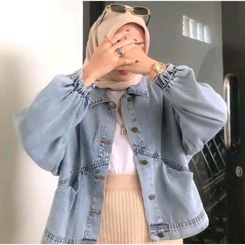 Baggy Vintages Jaket Jeans Wanita Oversize