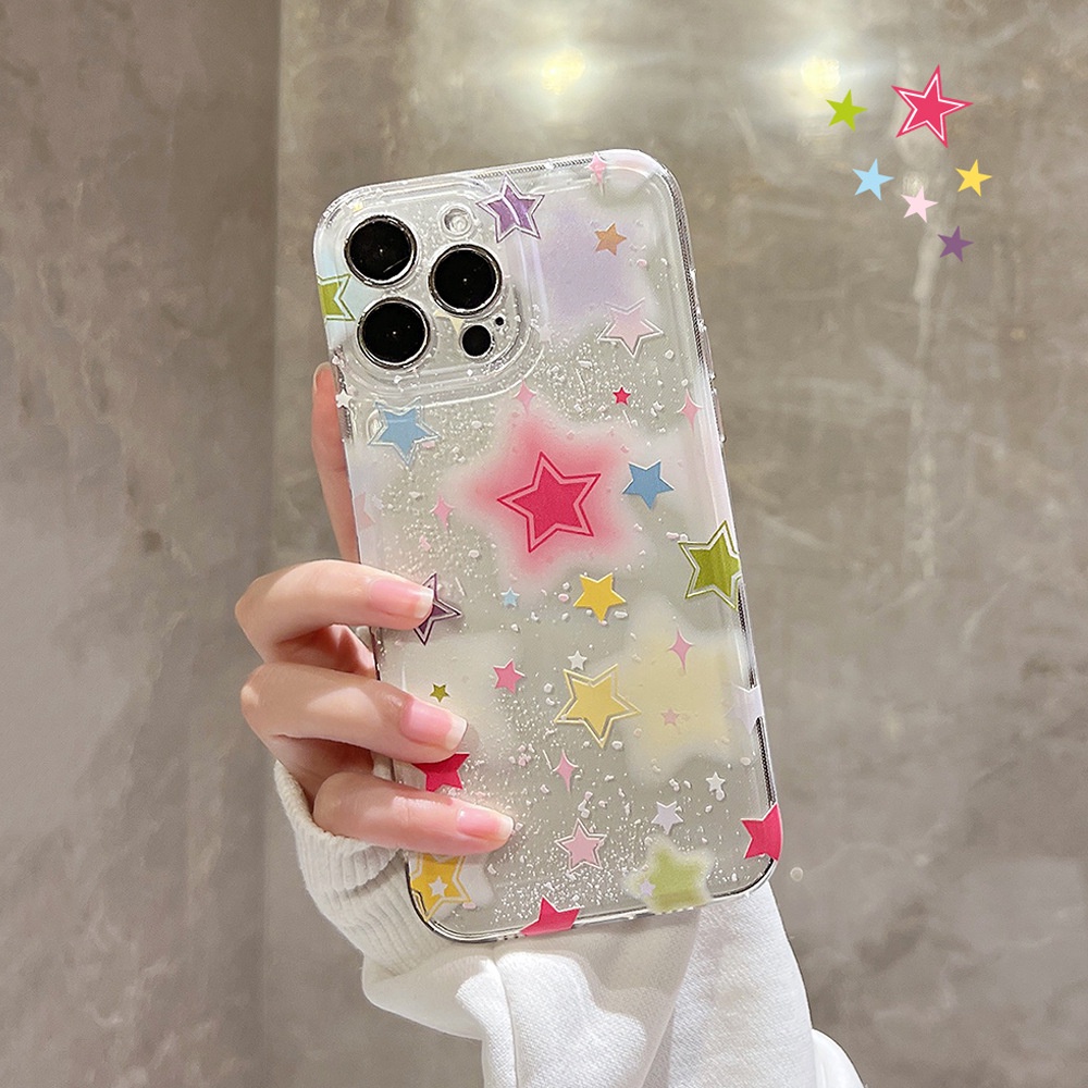 Case Pelindung Transparan Motif Bintang Permen Untuk Iphone 14 7 8 SE2020 7 + 8PLUS XS XR 11 12 13 PRO MAX