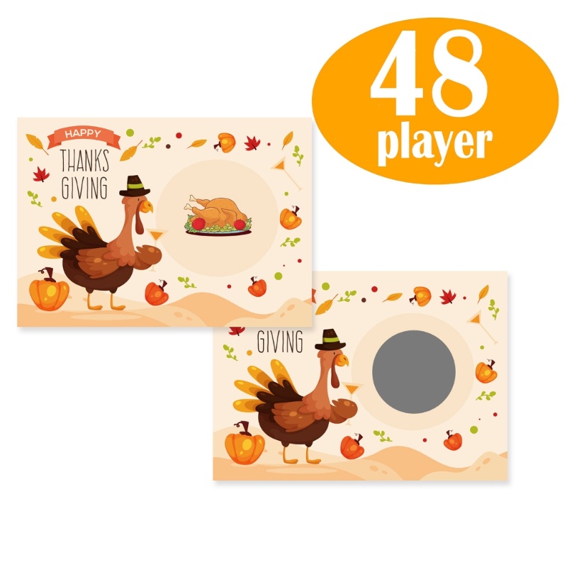 Zzz 48pcs Stiker Kartu Permainan Kalkun Thanksgiving