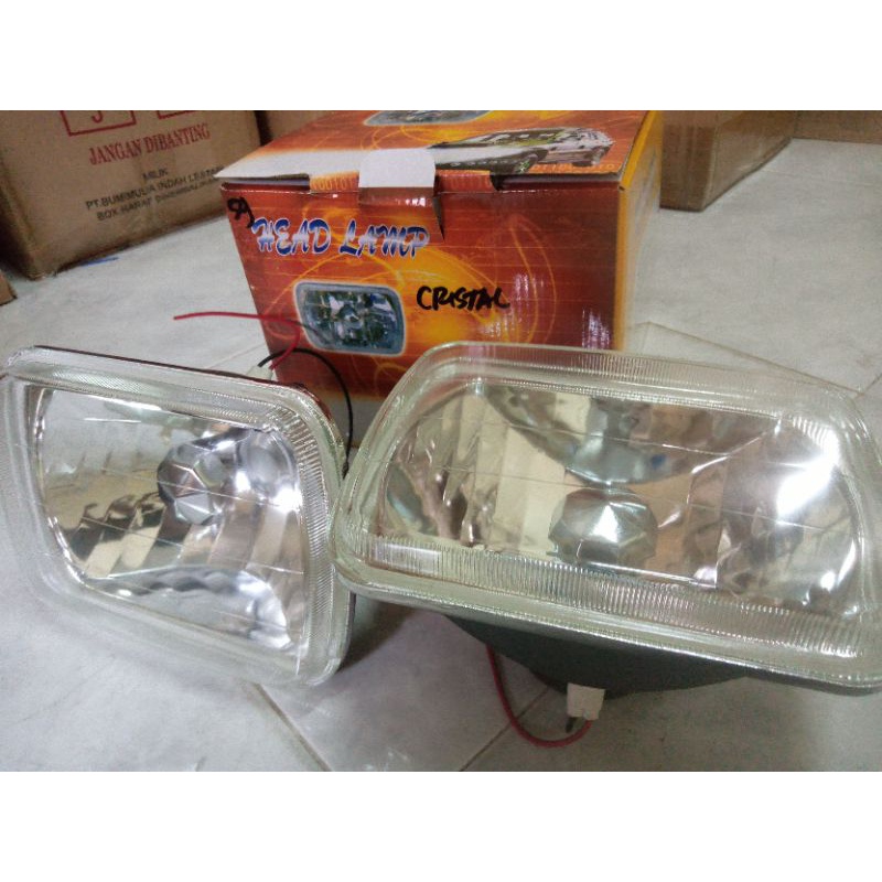 lampu kotak 7 inch kristal H-4 universal taft gt kijang carry jimny katana head lamp 7 inch kristal