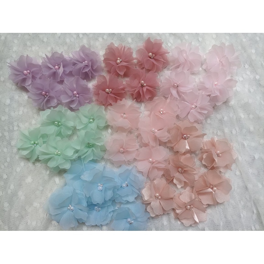 Aplikasi Bunga Petunia 5cm/6K/1MT.2ME/kebaya/payet/craft/gaun/gamis/brukat/wisuda