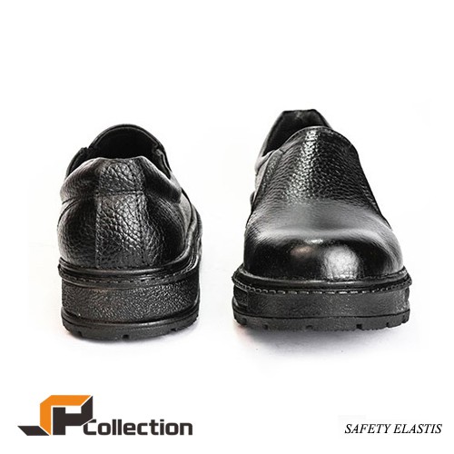 Sepatu Safety Elastis Pendek Kulit Sapi Asli Dengan Besi Diujung Sepatu Cocok Untuk Pekerja Lapangan