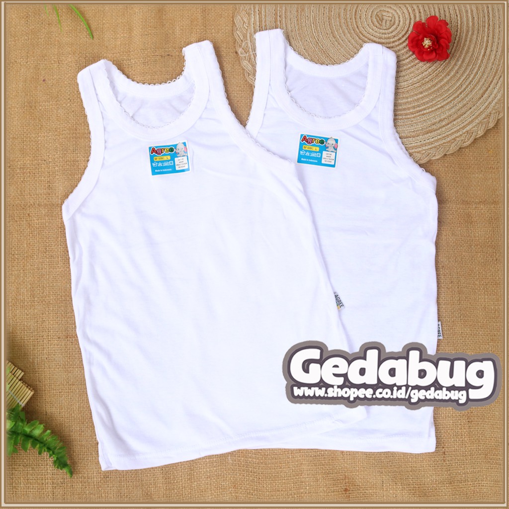 3 Pcs  -  Agree Kids SF 039 Kaos Kutang Singlet Anak Perempuan Laki-laki Putih Katun
