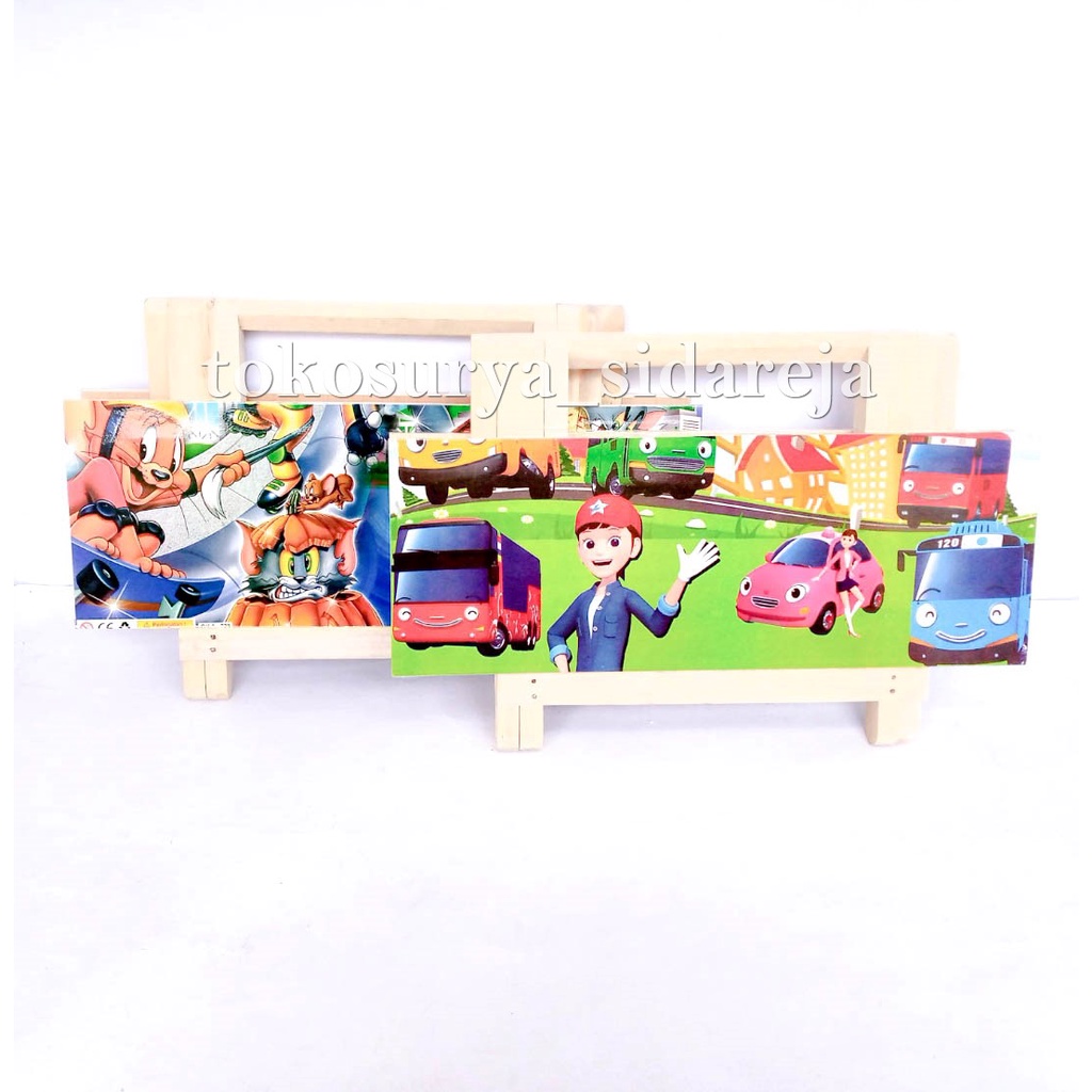 Meja Belajar Kayu Silang Motif Gambar Cowo & Cewe / Meja Belajar Anak / Meja Laptop