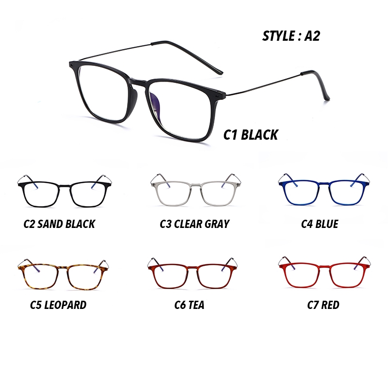 (YUZHU) Bayar di Tempat Retro Rectangle TR90 Frame Kacamata Bulat Anti Blue Eyeglasses Wanita/Pria